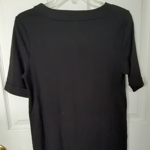Croft & Barrow (M) Black Square Neck Top w/Short Sleeves. - Picture 4 of 4